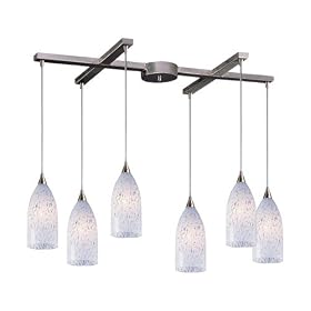 Verona - 6 Light Kitchen Island Pendant Track Lighting Fixture - Brushed Nickel - White -... by ELK Lighting