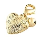PURELY CHARMING Hand Engraved Pet Collar Charm - Puffed Heart, Gold