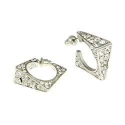 Small Clear Crystal Square Hoop Earrings Fashion Jewelry