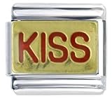 Golden Italian Charm Bracelet Red Letter Kiss Special Categories - B0001WIJ6O