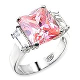 Princess Cut Pink CZ 3 Stones Ring