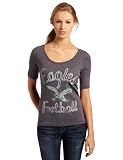 NFL Women's Philadelphia Eagles Heather Vintage Thermal Sleeve Athletic Tee (Charcoal Wash, X-Large)