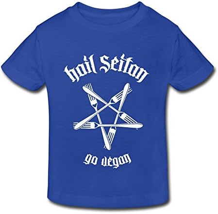 SHUA BABY Kid's Toddler Hail Seitan Go Vegan Art Graphic Design T-Shirt Age 2-6 RoyalBlue 5-6 Toddler