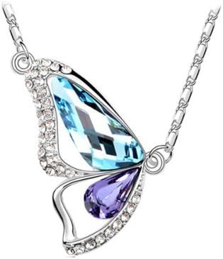 Aquamarine and Tanzanite (Blue and Purple) - Breaking cocoon necklace with Swarovski crystal elements - TribalSensationTM