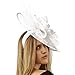 Big Kentucky Derby Feather Floral Organza Headband Fascinator Cocktail Hat White