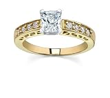 0.9 CT RADIANT DIAMOND 18K YELLOW GOLD RING NEW