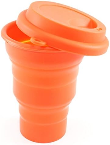 Collapsible Silicone Travel Cup, Coffee Tea Mug, Travel Silicone Camping Cup, Outdoor Collapsible Drinking Mug,16 Ounce Pop up Cup, Dishwasher Safe, for Camping and Hiking (orange)