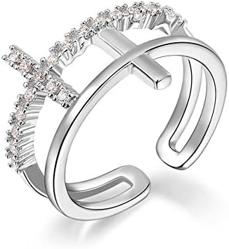 MagicGo Exaggerated Decorations Alloy Pendants Platinum Plated Double Cross Opening Ring