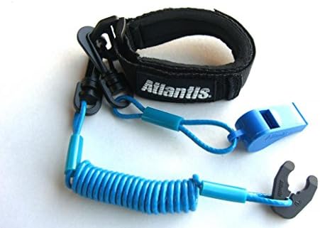 Atlantis A2102PFW Floating Whistle Lanyard Pro Black/Light Blue Kawasaki Honda Polaris Wet Jet Tiger Shark