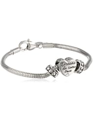 Disney Beads Stainless Steel Starter Bracelet with Bead Charm and 2 Stoppers