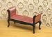 Handcarved Cherry Setee with Dark Pink Satin Upholstery Dollhouse Miniature