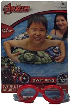 Avengers Marvel Swimming Bundle With 1 Ring &amp; 1 Swim Goggles Hulk, Captain America, Thor, &amp; Ironman