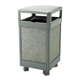 Hinged Top Receptacle, 29 Gallon, 21Sqx40H, Natural Stone, Gray URIR36HT2000 by United