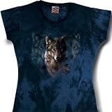  : Wolf W&ouml;lfe - Damen T-Shirt, talliert - handgebatikt, 100% Baumwolle
