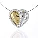 14K Two Tone Gold Heart Diamond Pendant with Necklace 16