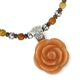 Peach Aventurine Flower on Fall Gemstone Beaded Necklace
