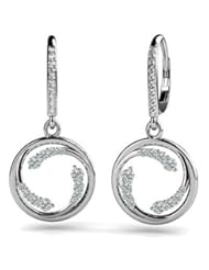 1.00 ct Ladys Circle Diamond Drop Earrings in 14 karat White Gold