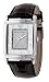 Emporio Armani Gents Black Leather Strap Watch with Silver Dial