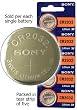 Strip of 5 Genuine Sony CR2032 3v Lithium 2032 Coin Batteries Freshly Packed by Sony