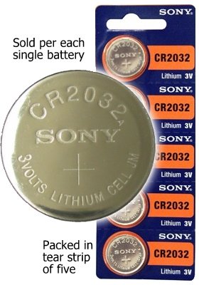 Strip of 5 Genuine Sony CR2032 3v Lithium 2032 Coin Batteries Freshly Packed by Sony