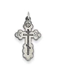 Sterling Silver Antiqued Eastern Orthodox Cross Charm.