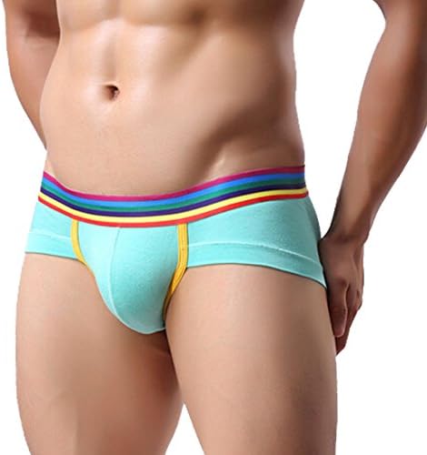 Yiqistore Mens Breathable Modal Underwear Briefs Underwear Male Personality Stitching Underpants (light blue, L)