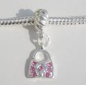 LovingtheBead © Pink Gem-Set Dangle Bag Slide-on and Slide-off Charm