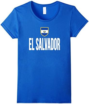 Women's EL SALVADOR T-shirt 2016 Salvadorian Flag Tee Coat of Arms Large Royal Blue
