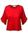 Doublju Women Shorts Sleeve Drape Neckline Active Wear Short Length Top