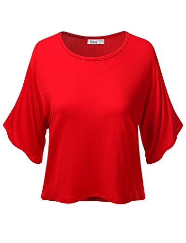 Doublju Women Shorts Sleeve Drape Neckline Active Wear Short Length Top