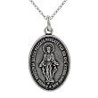 Sterling Silver Virgin Mary Oval Necklace