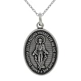 Sterling Silver Virgin Mary Oval Necklace