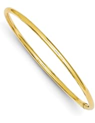 14k Gold 3mm Polished Round Tube Bangle
