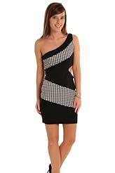 Polyester/Rayon/Spandex Houndstooth Print Mini Dress 
