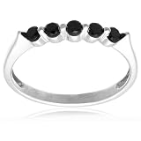 10k Choice of White or Yellow Gold 5-Stone Black Diamond Ring (1/4 cttw)