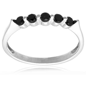 Buy 10k Choice of White or Yellow Gold 5-Stone Black Diamond Ring (1 4 cttw) by Amazon.com Collection
