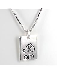 OM (Aum) Word Symbol Pendant, Reversible to KARMA Pendant crafted in Sterling Silver on 18 inch Rhodium Box Chain by Zoe and Piper, #7237