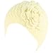Crochet Flower Vent Knit Beanie Skull Winter Hat Ivory