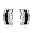 Earrings With Precious Stones - Genuine Clean Diamonds and Onyxes in 14K White Gold. Total item weight 5.6g Length 15mm