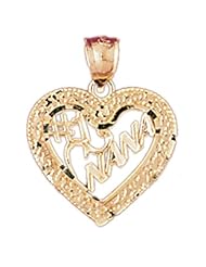 Dazzlers Solid 14k Gold Number 1 Nana Heart Charm Pendant Available in three colors from jewelsberry (weights: 1.6 grams only)
