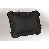 Poly/Cotton Ruffled Pillow Sham, Standard, Black