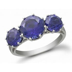 10k White Gold Created Blue Sapphire Ring by Amazon.com Collection