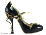 Miu Miu Prada Women's Black Curly Teacup Heels Shoes
