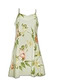 Princess Seam Tailored Fit Sundress - Hibiscus Summer Form Fitting A-Line Hawaiian Aloha Style 170 Sun Dress in Cream - M