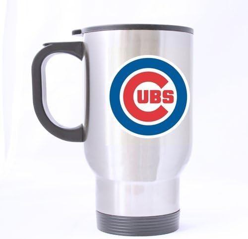 Cool Cubs Baseball Custom Personalized Travel Mug Sports Bottle Coffee Mugs Silver 14 OZ Office Home Cup (Two Sides Printed)