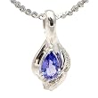 14K White Gold Tanzanite and Diamond Pendant