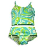 Girlfriends by Anita G. - Girls 2 Piece Tankini Swimsuit, Blue, Lime, White