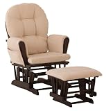 Stork Craft Hoop Glider and Ottoman Set, Espresso/Beige