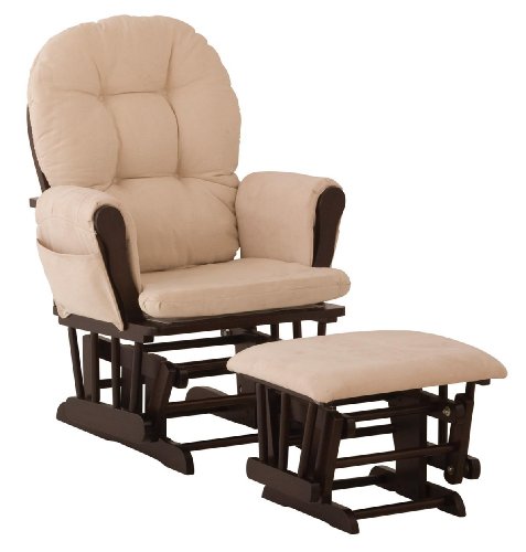 Stork Craft Hoop Glider and Ottoman Set, Espresso/Beige