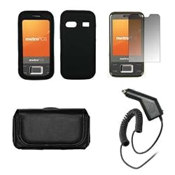 HuaweiM750PremiumBlackLeatherCarryingPouch+BlackSoftSiliconeSkinCaseCover+PremuimLCDScreenProtetor+PremiumRapidCarCharger+AntennaBoosterComboForHuaweiM750
